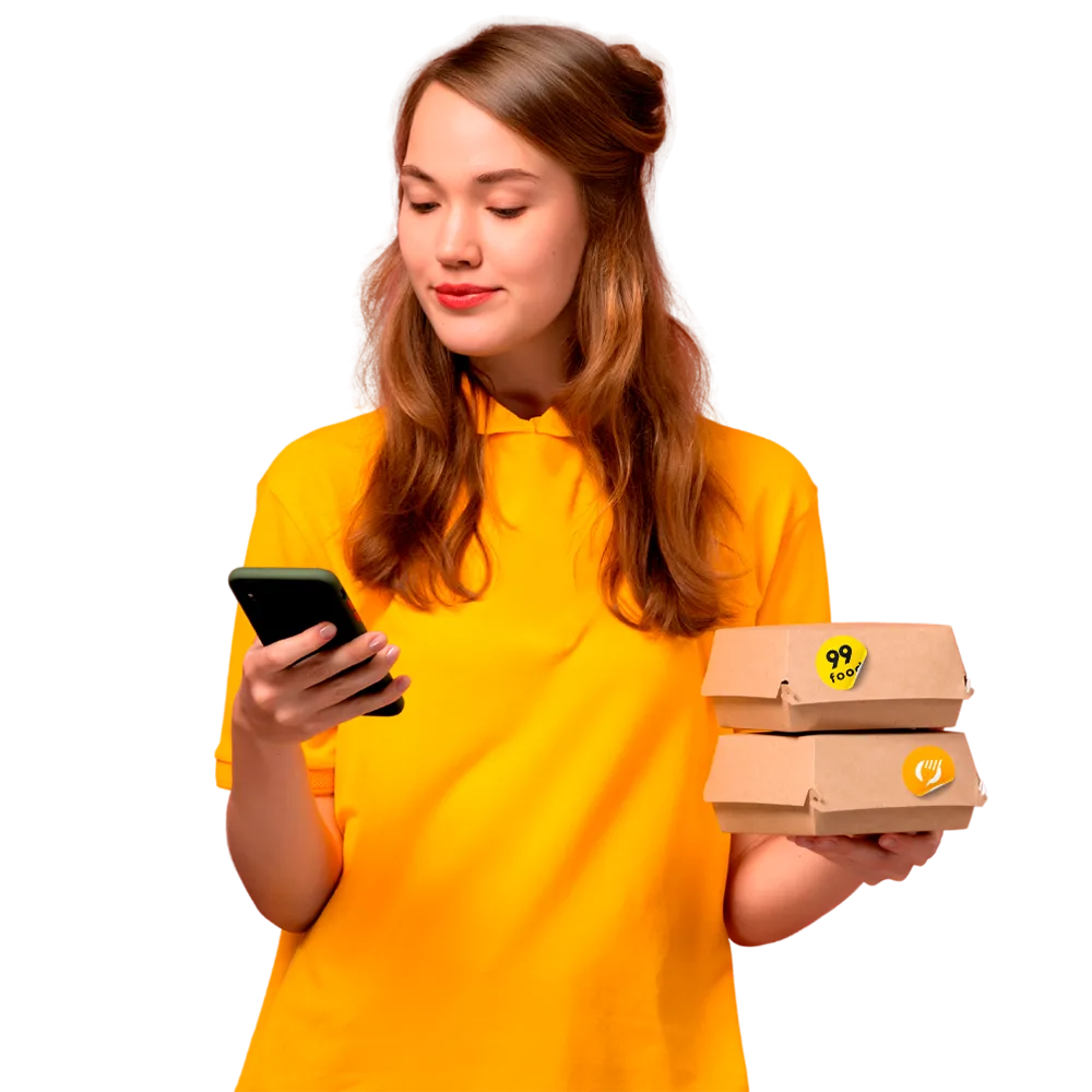 Maquininha fiscal moderna com tela do CNM exibindo valores e formas de pagamento; ao lado, nota NFC-e com itens vendidos e QR Code.