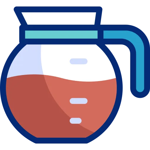 Desenho de uma jarra de café cheia, simbolizando a rotina operacional de uma cafeteria que pode ser otimizada com um sistema de gestão eficiente.